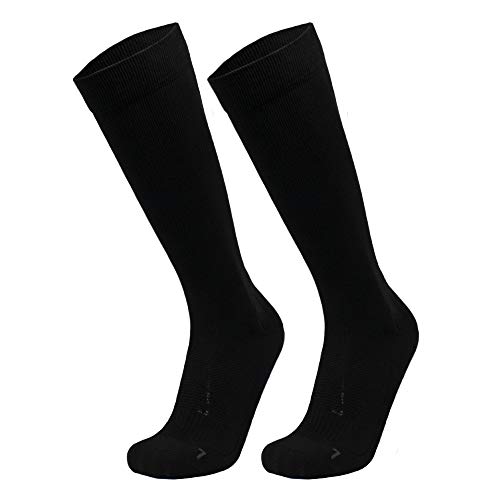 DANISH ENDURANCE Graduated Compression Socks (Solid Black 1 Pair, US Women 8-10 // US Men 6.5-8.5)