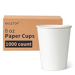 RACETOP [1000 pack] 8 oz Paper Coffee Cups