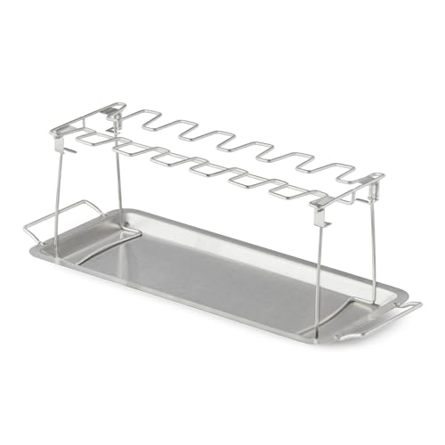 Amazonベーシック グリルラック 鶏手羽・骨付きもも肉用 バーベキュー BBQ キャンプ オーブン可 45×17×15cm シルバー