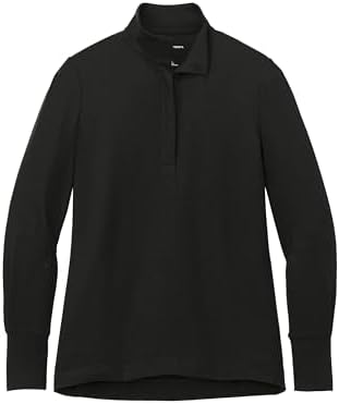Port Authority Ladies Silk Touch Long Sleeve Polo Shirt Black at