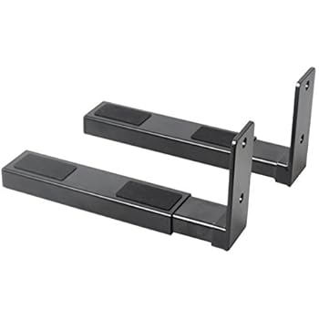 Pyle Speaker Wall Mount, Pair of Speaker Stands, Sound Bar Speaker, Large or Small Speakers, Center Channel Speaker Wall Mount, Adjustable & Extendable Length, 110 Lbs Capacity, Black (PSTNDW17)