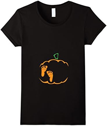 Womens Little Pumpkin Shirt, Cute Halloween Pregnancy Announcement Small Black