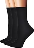 Flora&Fred Women's Flat Knit Cotton Crew Socks, Solid Color, Size 9-11 / Shoe Size 5-9, Black, 3 Pairs Pack