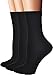 Flora&Fred Women's Flat Knit Cotton Crew Socks, Solid Color, Size 9-11 / Shoe Size 5-9, Black, 3 Pairs Pack
