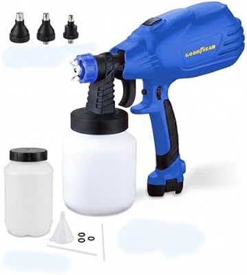 - Pistola de Pintura Elétrica 450W, Turbina de Pintura de Parede e Teto com 3 Bicos Intercambiáveis, Pistola de Verniz e Laca de Mobiliário, 1L Cup, 38000 RPM