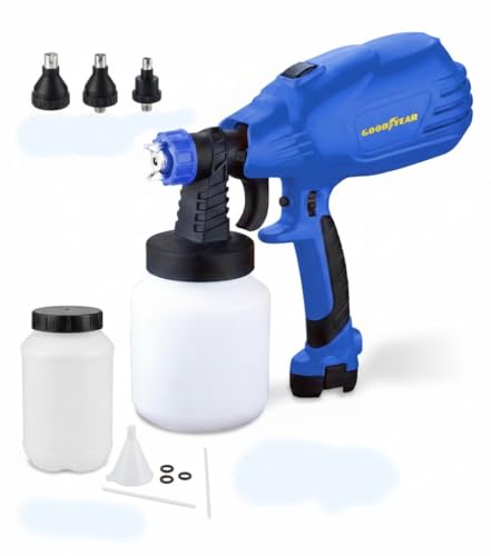 - Pistola per verniciatura elettrica 450 W HVLP, 1 L, 450 – 550 ml/min, 3 ugelli (1/1,5/2 mm), 2-5 PSI, 38.000 giri/min, spruzzatore elettrico per pareti, mobili e fai da te (450 W)