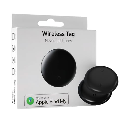 Air Tags: Smart Tracker, Item Finder Works with Apple Find My (iOS Only) App, Tracker Tag Locator for Keys, Luggage, Satchel, Backpack etc. (Not for Android Devices) (Black, 2 Packs)