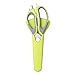 Multifunction Stainless Steel Kitchen Sissors Quick and Easy Cooking Can Openner,Nut Cracker with Magnetic Holder (GREEN)