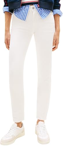 Tommy Jeans Women's Jeans Lucy Slim Mid Rise, White (Denim White 01), 32W/30L