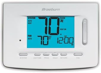 BraeburnLow Voltage Thermostat, 18-30VAC, Programmable, Modern Blue LCD Touch Button Control, Wall Mount, HVAC Control - Thermostat