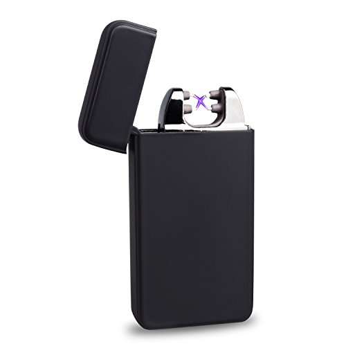 World Backyard Dual Arc Lighter USB Rechargeable Windproof Cigarettes Electric Lighter Matte Black