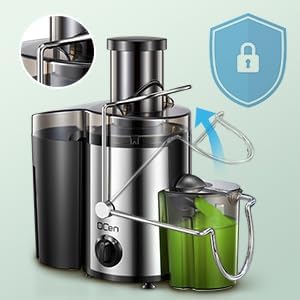 Spremiagrumi, centrifuga con vano di riempimento da 3 pollici, facile da pulire, in acciaio inox, senza BPA, ideale per frutta e verdura (Argento, 500W)