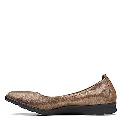 Clarks Women's Jenette Ease Ballet Flat, Pewter, 8