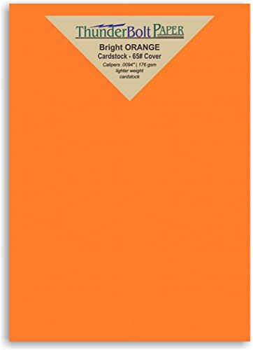 150 Bright Orange Color Cover/Card Paper Sheets - 5 X 7 Inches Photo|Card|Frame Size - 65# (65 lb/pound) Light Weight Cardstock - Quality Printable Smooth Paper Surface for Bright Colorful Results
