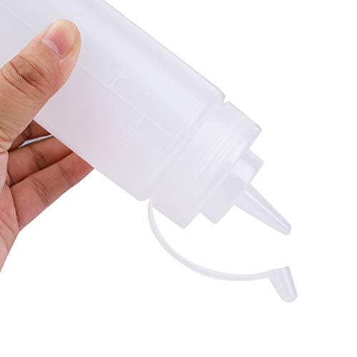 image for Bekith 12 pack 12 Oz Plastic Squeeze Condiment Bottles with Twist On C