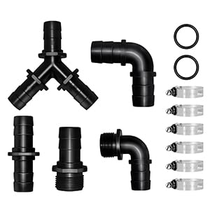 Longrun Hose Fittings Pond Hose Adapter, Garden Hose Quick Connect Male 1.2" NPT x 1" Barb Fitting, Pipe Fitting Hose Connector for Pool Spillway Waterfall Fountain Tube with 6 Clamps-11 Pieces Set