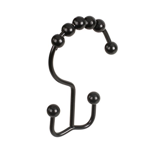 2LB Depot Shower Curtain Rings Hooks, Rustproof Stainless Steel, Set of 12 for Shower Rods (Black)