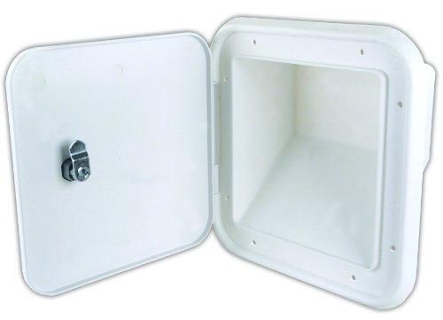 JR Products 31102-A Polar White Large Key Lock Multi-Purpose//Fuel Hatch with Slant Back