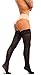 THIGH HIGH Opaque  Lace Top Stockings Sheer Nylon Pantyhose,black,3/4 - Medium/Large