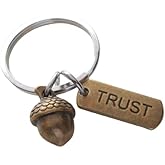 Small Bronze Acorn Charm Keychain with Trust Charm - Peter Pan's Kiss