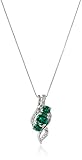10k White Gold Created White Sapphire Three Stone Pendant Necklace, 18