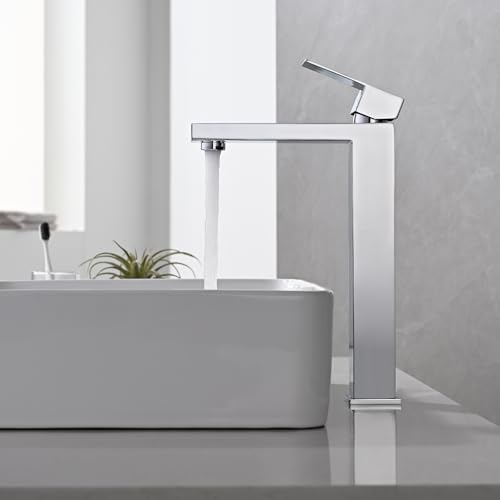 BuntHaus Chrome Bathroom Tap, High Basin Mixer, Bathroom Sink Tap, Adjustable Hot and Cold Water Mixer, Stainless Steel (Silver)