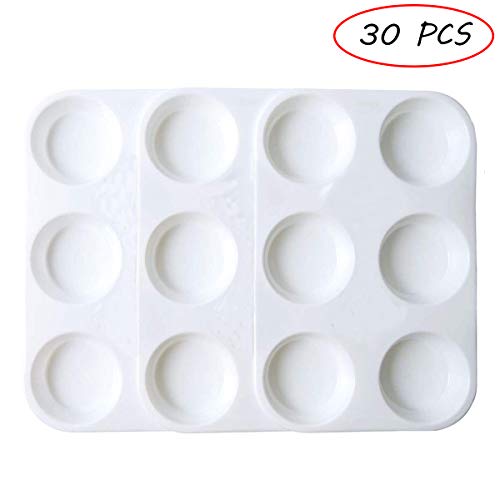 Amersumer 30 PCS Plastic Paint Palettes Rectangular Watercolor Palette Painting Tray for DIY Craft and Art Painting(White) - Thumbnail 4