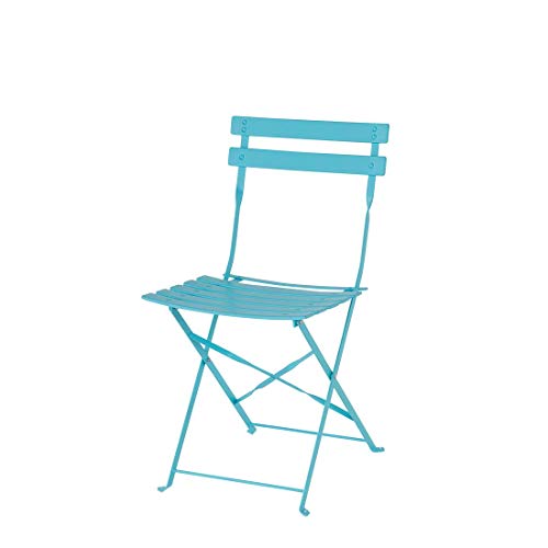 Balkonset Metall blau türkis 3-teilig Tisch rund 2 Stühle klappbar modern Fiori – Bild 6