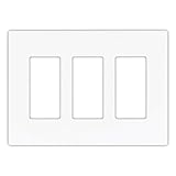 EATON PJS263W Arrow Hart Pjs263 Decorative Screw less Wall Plate, 3 Gang, 4-1/2 In L X 6.37 In W X 0.08 In T, White