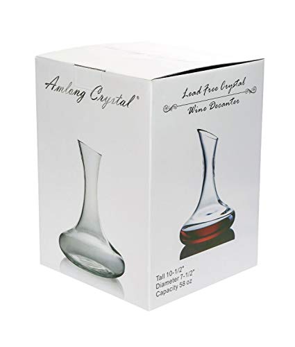 Amlong Crystal Lead Free Crystal Wine Decanter, Red Wine Carafe, Wine Gift, Wine Accessories (58 oz), Large (No Stopper)