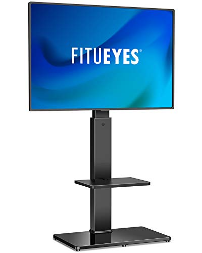 FITUEYES-Swivel-Floor-TV-Stand-with-Mount-for-32-65-Inches-Plasma-LCD-LED-Flat-or-Curved-Screen-TVs-Universal-Television-Stands-with-Tempered-Glass-Base-and-Media-Storage-TT207001MB