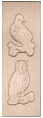 Hofmeister Holzwaren Spekulatiusform aus Holz 2 Bilder mit Motiv (Vogel und Uhu)