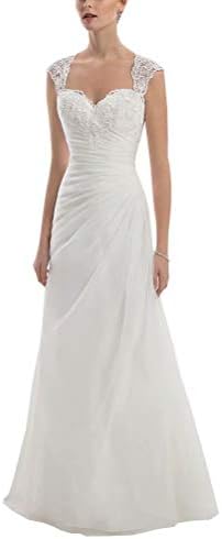 Women Sweetheart Lace Appliques Tulle Bridal Gown Long Beach Wedding Dress
