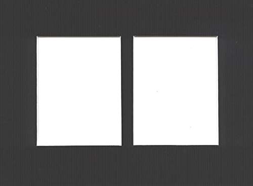 Pack of 5 11x14 Black Picture Mat, for 2 5x7 Photos or Pictures