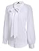 ACEVOG Women Bow Tie Neck Long Sleeve Patchwork Casual Button Down Shirt