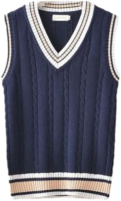 Men Women Knitted Cotton V-Neck Vest JK Uniform Pullover