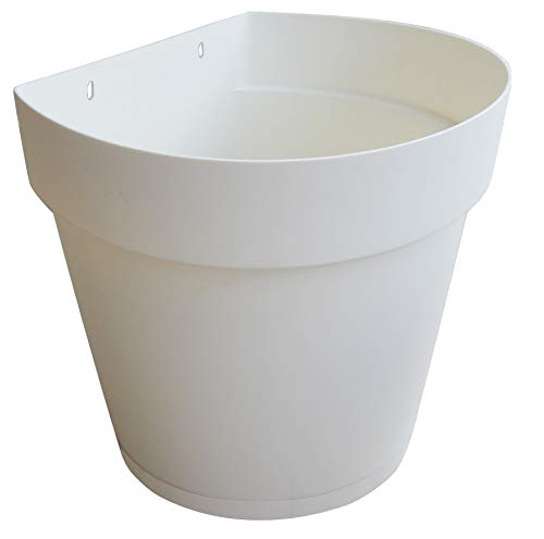 TABOR TOOLS Plastic 8.5 Inch Wall Planter Pot for Vertical Flower Garden, Living Wall or Kitchen Herbs, with Attached Saucer. VEM603A. (Ivory White) 