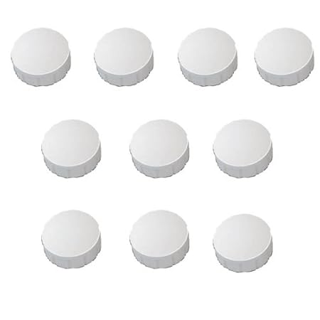 30x Weisse Magnete, Ø 15, 20, 24 mm, Haftmagnete Weiß für Whiteboard, Kühlschrank, Magnettafel, Magnetset 3 verschieden Größen, Weiß