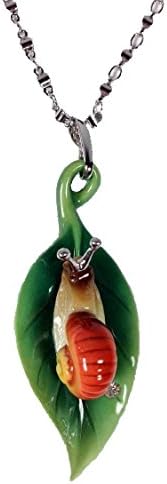 Retired Franz Fashion AccessoriesSnail on Leaf Rhodium Plated Brass & Scuptured Porcelain Necklace