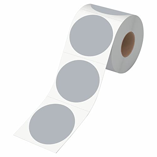 500 PCS Round Silver Color Coding Circle Dots Inventory Stickers Labels with Perforation Line in Roll (3" in Diameter)