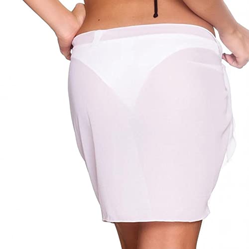 Sorandy 2 Pieces Women's Short Sarongs Swimsuit Coverups, Beach Wrap Sheer Bikini Wraps Short Skirt Chiffon Scarf for Swimwear Vacation, Universal Size, White and Black