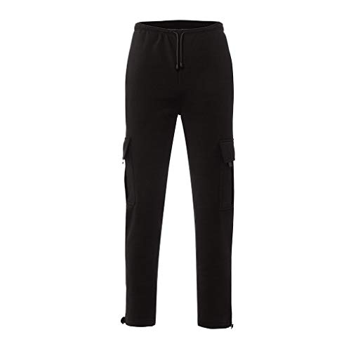 AgrinTol Mens Sports Pants, Men's Splicing Overalls Casual Pocket Sport Work Casual Trouser Pants Black - Thumbnail 4