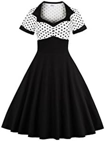 Moonpin Women's Vintage 1940s Polka Dot Tunic Midi Fit and Flare Dress