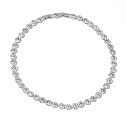 ZOEY Angelic Crystal Necklace & Bracelet - 18K Plated 38-40.5cm Adjustable Chain, 18.5-21cm Extendable Bracelet, Elegant Around Crystal Jewelry