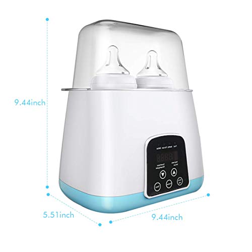 Baby Bottle Warmer, Bottle Steam Sterilizer 5-in-1 Smart Thermostat Double Bottle Baby Food Heater For Breast Milk Or Formula,Intelligent LED Panel Control Real-time Display Of Fast Warming (Renewed)