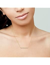 Brilliant Expressions - Collar con colgante de diamante (oro blanco de 10 quilates, barra horizontal de 1 4 quilates, color I-J, claridad I2-I3), 16.0 in
