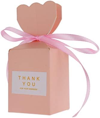 Kmall 50PCS 5 * 5 * 6 cm Pink Vase Style Wedding Gift Candy Sugar Favor Box Kraft Paper Gift Super Cute Decoration High Quality Perfect for Your Bridesmaids and Party Guests Baby Shower Birthday