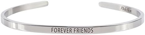 Pink Box 3mm Solid Stainless Steel Cuff Bracelet - Forever Friends