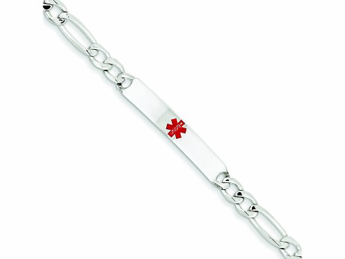 Sterling Silver Polished Medical Figaro Anchor Link Id Bracelet