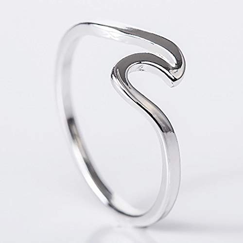 OrliverHL Simple Fashion Wave Ring Adjustable Open Ring Gift Jewelry Daily Wear,Silver,8# - //medicalbooks.filipinodoctors.org
